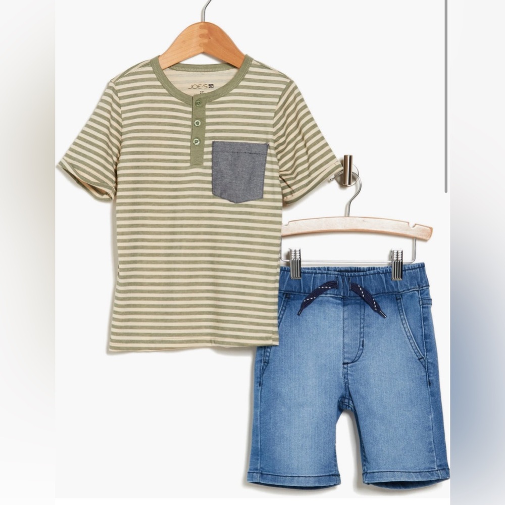 Joe's Jeans Kids Green Striped Shirt with Pocket